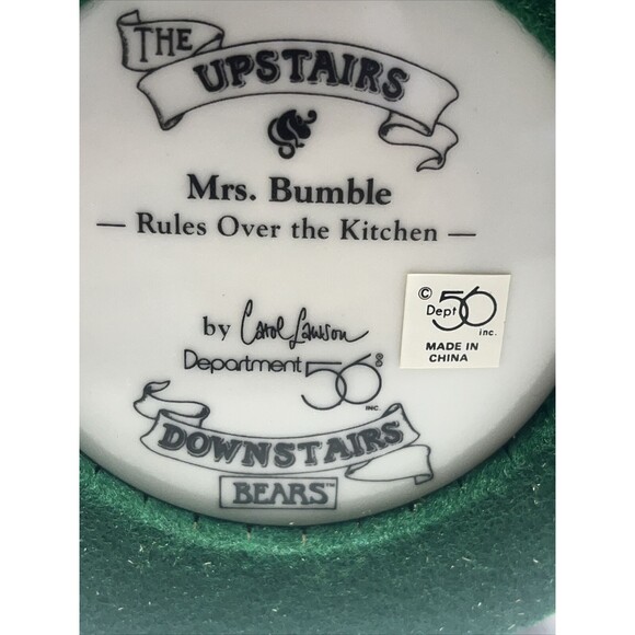 VTG Dept 56 Upstairs Downstairs Bears Flora Mardle/Mrs Bumble With Tags - Picture 5 of 6